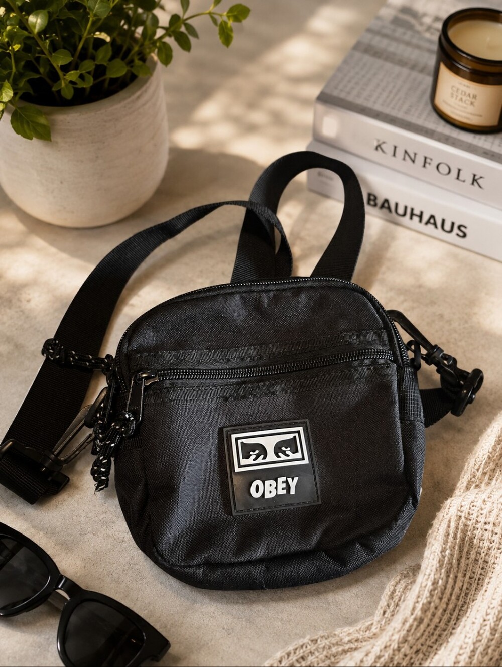 🖤 OBEY Mini Crossbody Utility Bag – Unisex Streetwear Essential